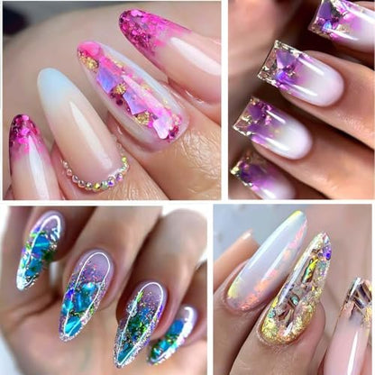 Aurora Shell Nail Glitter Flakes - Holographic Irregular Abalone Slices & Sea Shell Sequins for Nail Art Decoration