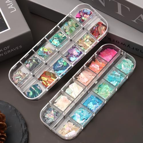 Aurora Shell Nail Glitter Flakes - Holographic Irregular Abalone Slices & Sea Shell Sequins for Nail Art Decoration - görsel 18