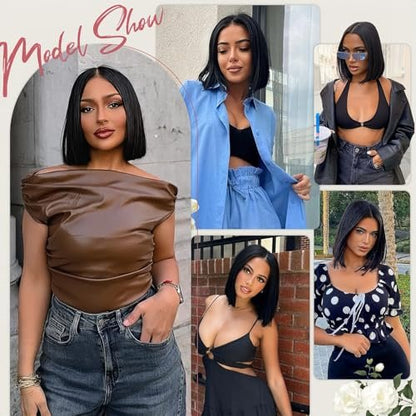 ZHENGON Bob Glueless Wigs Human Hair Pre Plucked Pre Cut 6x4 HD Transparent Lace Front Wigs Human Hair 150% Density Wear and Go Short Straight Wigs for Black Women No Glue Lace Closure Wigs 10 Inch Avelisse