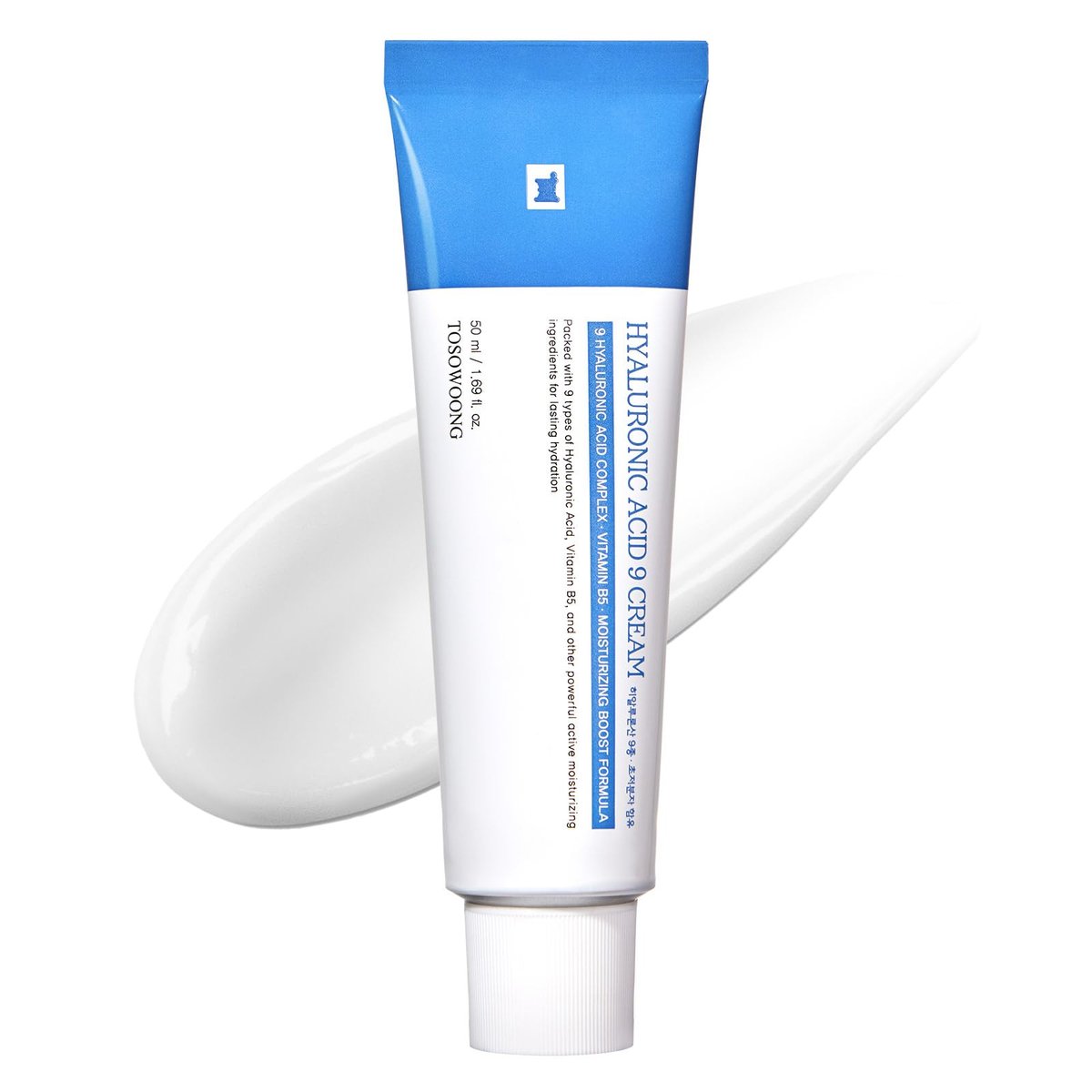 TOSOWOONG Hyaluronic Acid 9 Cream - Long-Lasting Hydration Moisturizer with Vitamin B5, Collagen, Niacinamide & Centella Asiatica - Daily Face Cream for Korean Skincare Routine - 1.69 fl.oz (50ml) Avelisse