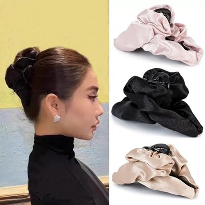 Silk Hair Clip for Women – 4.7" Large Banana Jaw Clip Strong Hold, High Cranial Crest Hair Claw (3-Pack, Pink) Avelisse