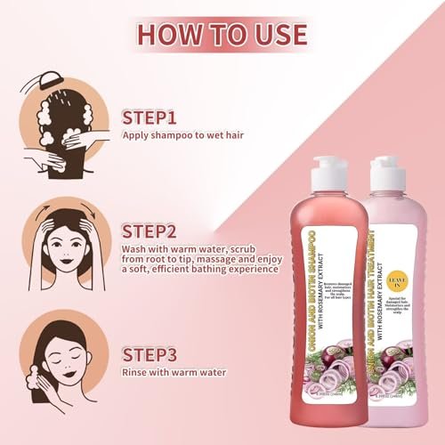 Onion Rosemary Shampoo and Conditioner Set for Hair Growth, Softness & Shine - 8.38 Fl Oz Each Avelisse