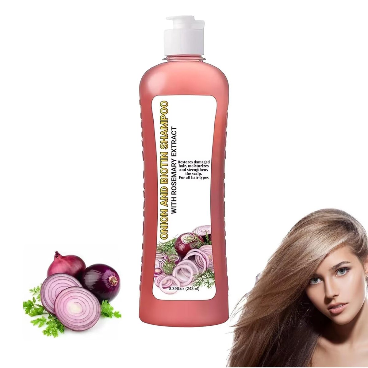 Onion Rosemary Shampoo and Conditioner Set for Hair Growth, Softness & Shine - 8.38 Fl Oz Each Avelisse