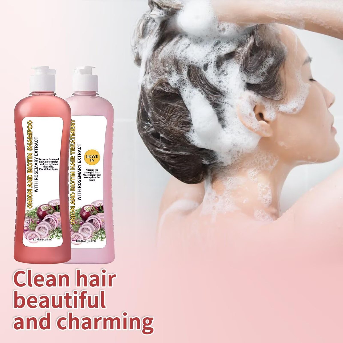 Onion Rosemary Shampoo and Conditioner Set for Hair Growth, Softness & Shine - 8.38 Fl Oz Each Avelisse