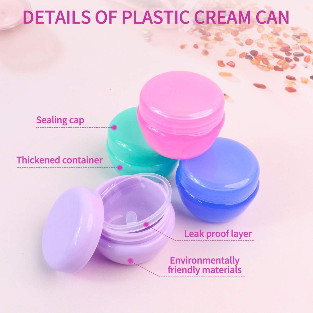 6 Pcs 20ml Small Travel Containers - Leakproof Travel Size Jars for Toiletries, Creams, Lotion - Includes 2 Small Spoons - görsel 5