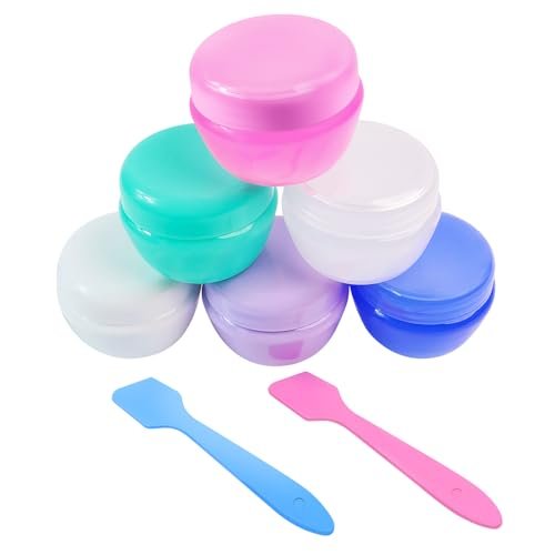 6 Pcs 20ml Small Travel Containers - Leakproof Travel Size Jars for Toiletries, Creams, Lotion - Includes 2 Small Spoons - görsel 2