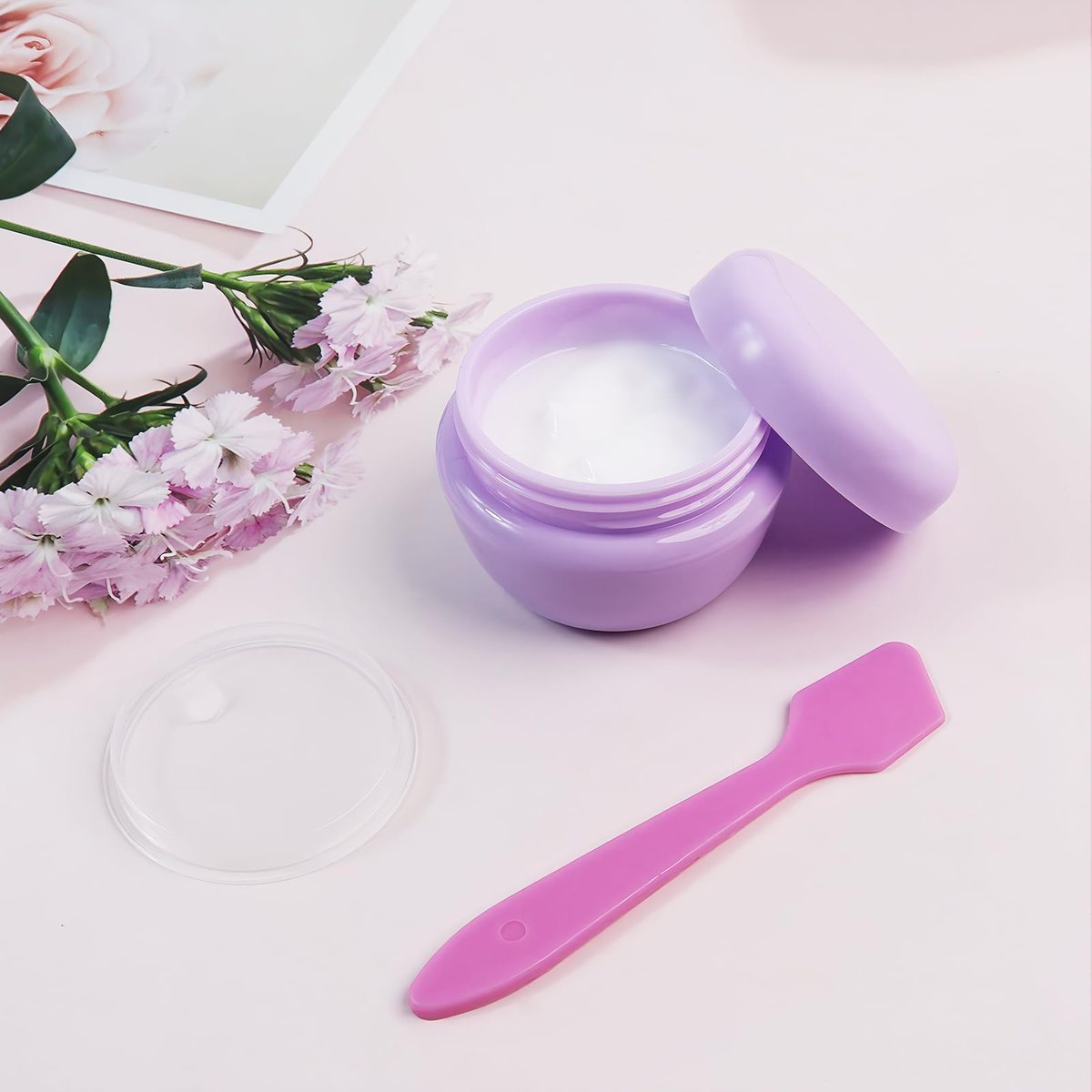 6 Pcs 20ml Small Travel Containers - Leakproof Travel Size Jars for Toiletries, Creams, Lotion - Includes 2 Small Spoons - görsel 7