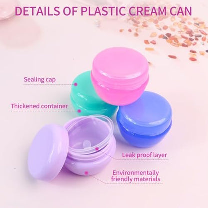 6 Pcs 20ml Small Travel Containers - Leakproof Travel Size Jars for Toiletries, Creams, Lotion - Includes 2 Small Spoons