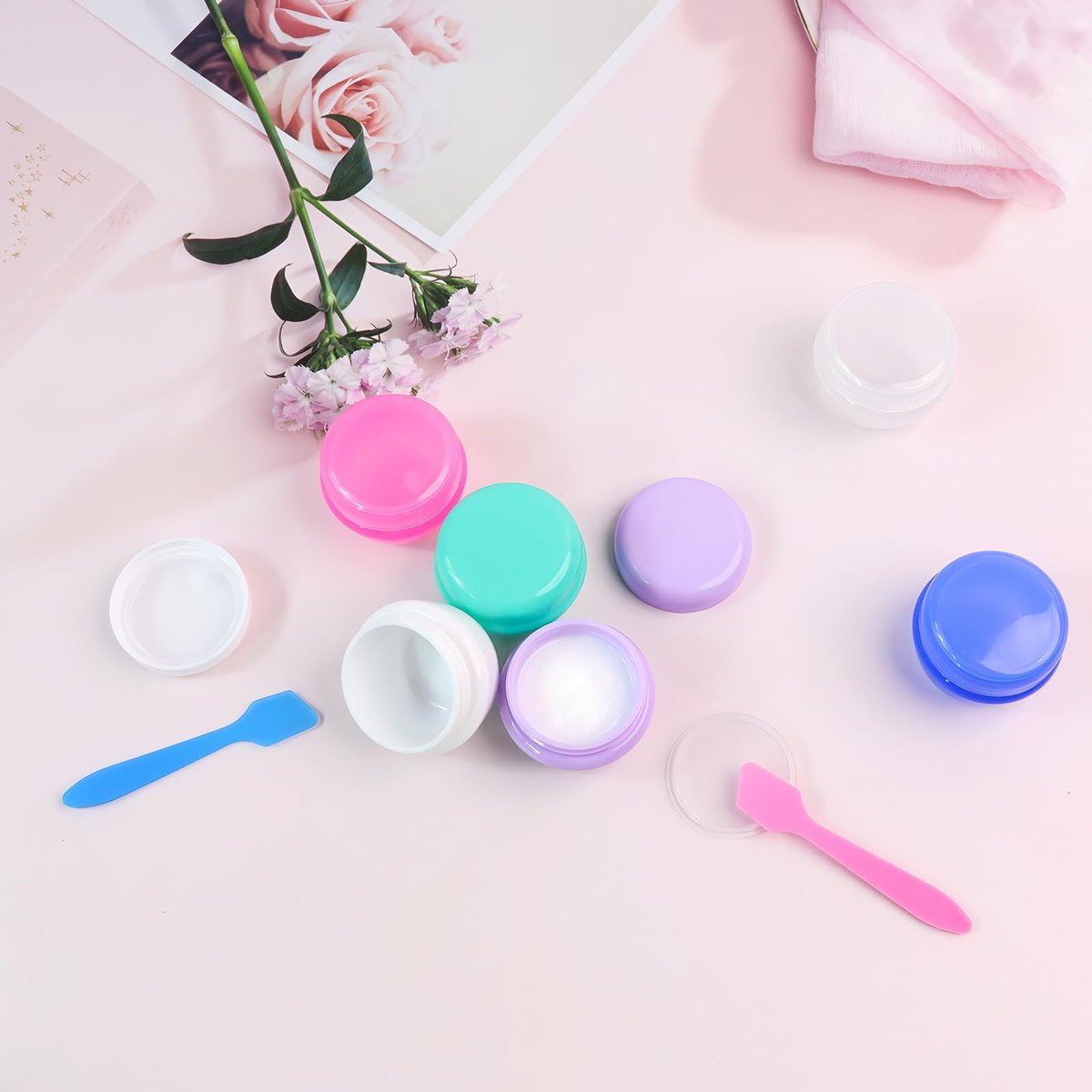 6 Pcs 20ml Small Travel Containers - Leakproof Travel Size Jars for Toiletries, Creams, Lotion - Includes 2 Small Spoons - görsel 11