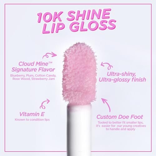 Petite 'n Pretty Sparkle Storm Makeup Gift Set for Kids, Tweens & Teens - Cool Vibes Eye & Cheek Palette, Brushes, 10K Shine Lip Gloss, Sparkly Ever After All Over Glitter in Blue Sherpa Bag Avelisse