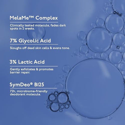 Asaya Even Tone Mist for Dark Underarms – 7% Glycolic Acid, 3% Lactic Acid & MelaMe™ – Spray for Underarm Pigmentation Removal, Fades Dark Patches & Controls Odour – 3.38 Fl Oz