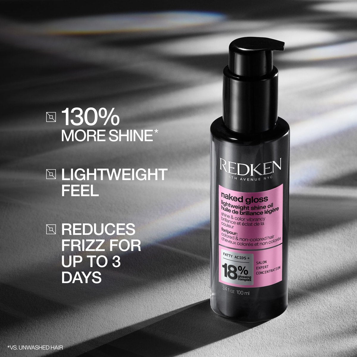 Redken Naked Gloss Shine Hair Oil - Lightweight Heat Protectant & Frizz Control for Dull or Color-Treated Hair Avelisse