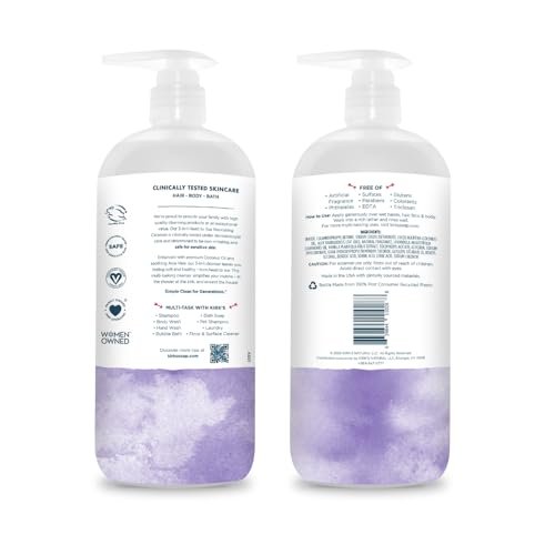 Kirk's 3-in-1 Head to Toe Nourishing Liquid Cleanser - Lavender & Vanilla, 32 Fl Oz - Premium Coconut Oil & Aloe Vera - Non GMO & Vegan for Men, Women & Children Avelisse