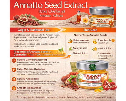 Nativilis Amazonian Urucum Seed Gel - Natural Tan Enhancer with UV Protection, After Sun Glow & Copaiba Benefits (3.38 oz)