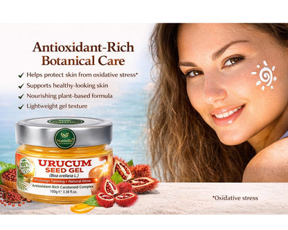 Nativilis Amazonian Urucum Seed Gel - Natural Tan Enhancer with UV Protection, After Sun Glow & Copaiba Benefits (3.38 oz)