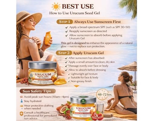 Nativilis Amazonian Urucum Seed Gel - Natural Tan Enhancer with UV Protection, After Sun Glow & Copaiba Benefits (3.38 oz) - görsel 8