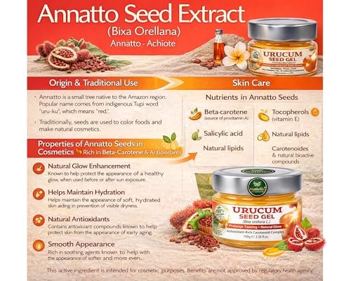 Nativilis Amazonian Urucum Seed Gel - Natural Tan Enhancer with UV Protection, After Sun Glow & Copaiba Benefits (3.38 oz) - görsel 12