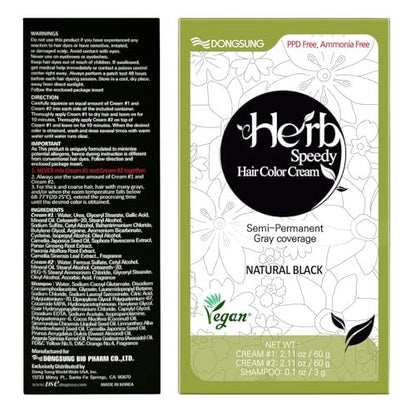 Herb Speedy Speedy Color Cream (Dark Brown) – Korean Herbal Vegan Hair Dye, PPD-Free, Ammonia-Free, Hypoallergenic, 100% Gray Coverage, Odorless, 20-Minute Application Avelisse