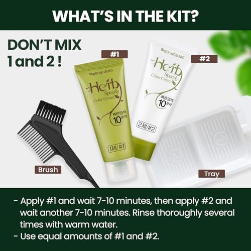 Herb Speedy Color Cream Natural Black – Korean Herbal Vegan Hair Dye, PPD-Free, Ammonia-Free, Hypoallergenic, Odorless, 100% Gray Coverage, Quick 20-Minute Application Avelisse