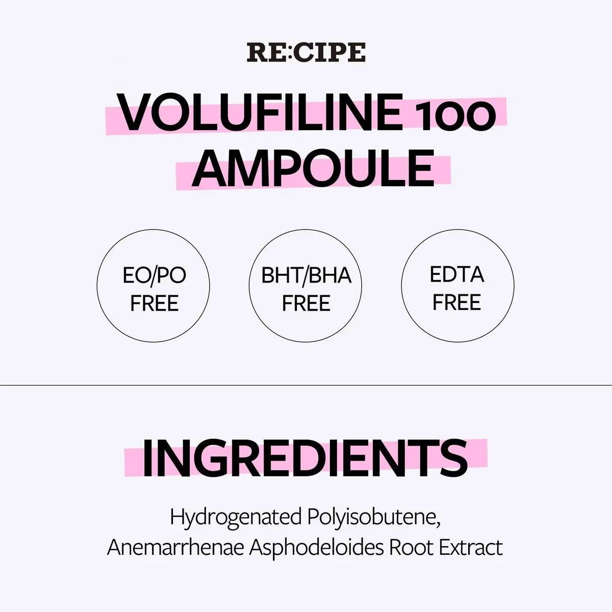 RE:CIPE Volufiline 100% Ampoule – Pure Volufiline Serum from Sederma France, DIY Skin Care Booster for Face & Body, Hydrating & Age-Defying Formula (0.33 fl oz) Avelisse