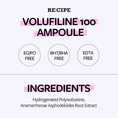 RE:CIPE Volufiline 100% Ampoule – Pure Volufiline Serum from Sederma France, DIY Skin Care Booster for Face & Body, Hydrating & Age-Defying Formula (0.33 fl oz) Avelisse