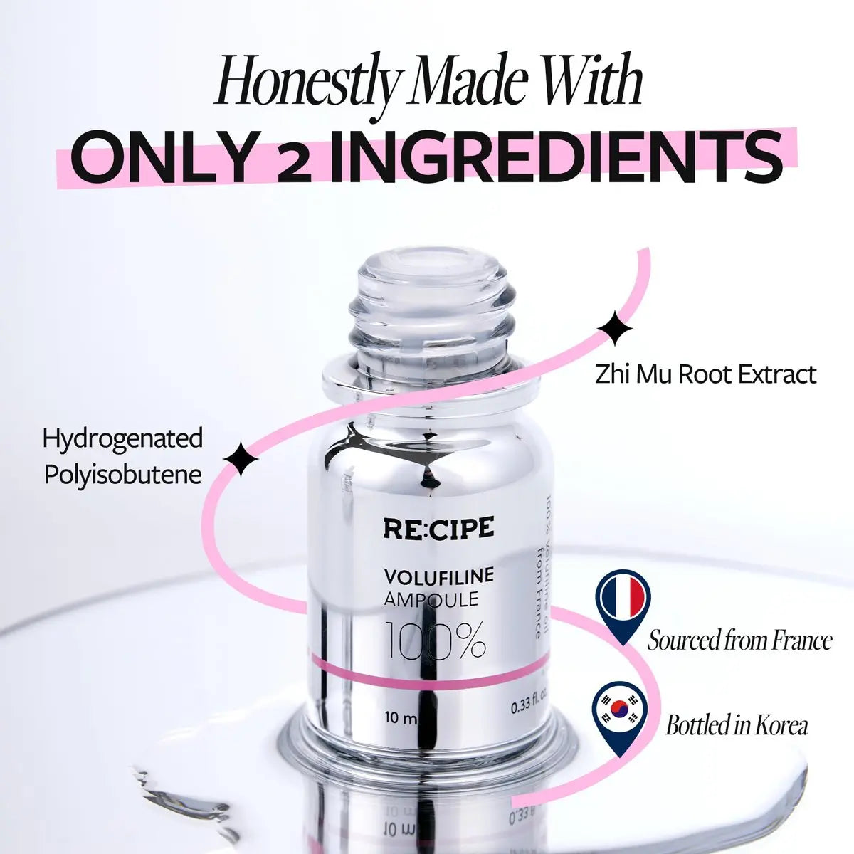 RE:CIPE Volufiline 100% Ampoule – Pure Volufiline Serum from Sederma France, DIY Skin Care Booster for Face & Body, Hydrating & Age-Defying Formula (0.33 fl oz) Avelisse