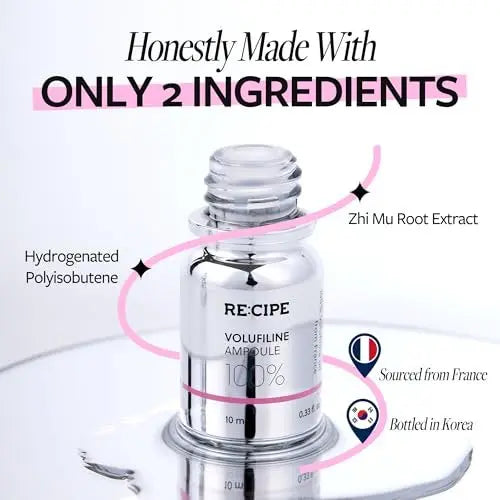 RE:CIPE Volufiline 100% Ampoule – Pure Volufiline Serum from Sederma France, DIY Skin Care Booster for Face & Body, Hydrating & Age-Defying Formula (0.33 fl oz) Avelisse