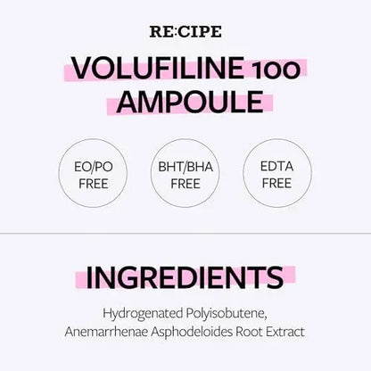RE:CIPE Volufiline 100% Ampoule – Pure Volufiline Serum from Sederma France, DIY Skin Care Booster for Face & Body, Hydrating & Age-Defying Formula (0.33 fl oz) Avelisse