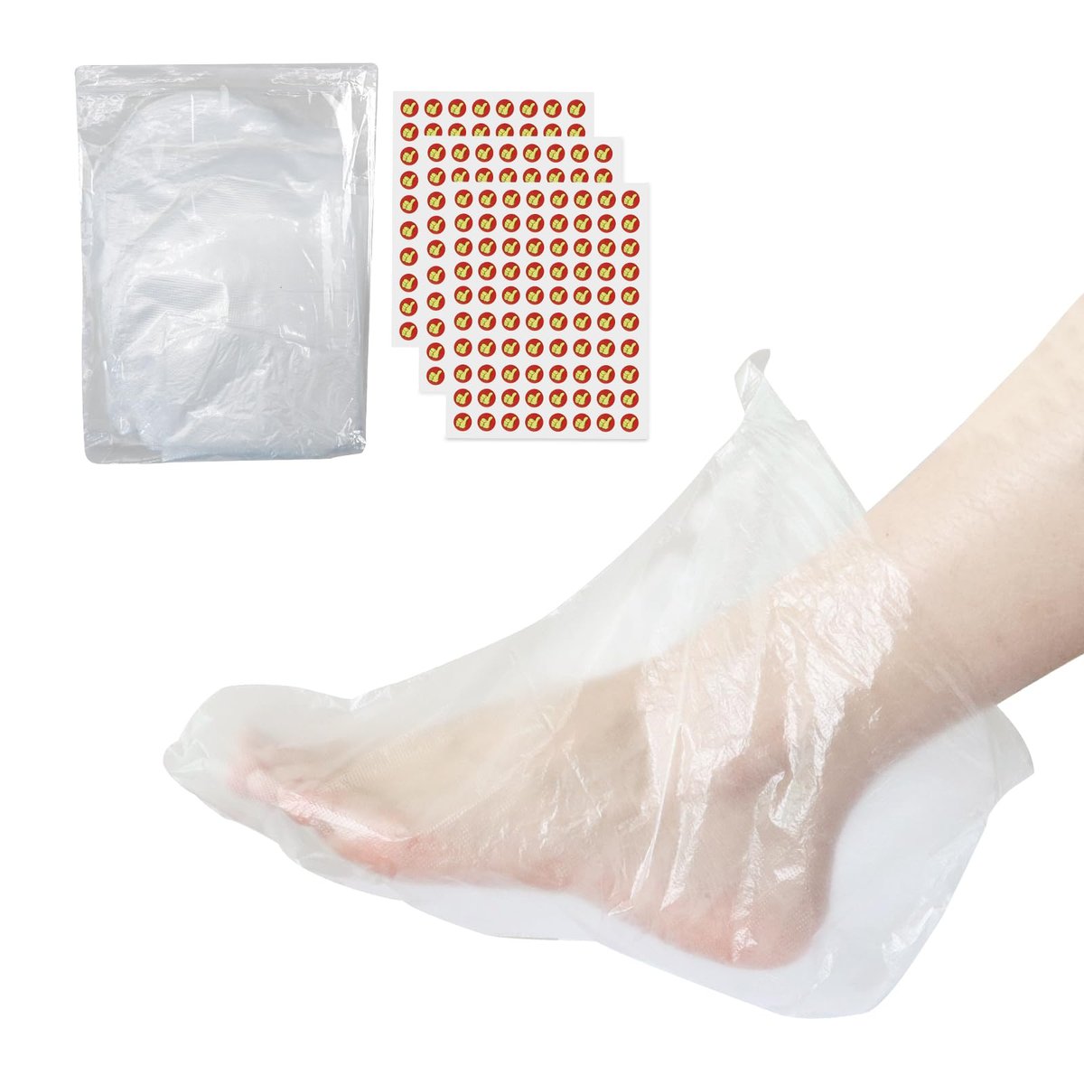 200 Pcs Disposable Foot Covers for Feet with 240 Snug Closure - Moisturizing Socks, Plastic Foot Covers, Paraffin Wax Bath Liners, Foot Care Hot Wax Therapy Avelisse