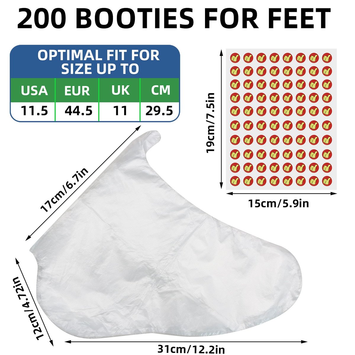 200 Pcs Disposable Foot Covers for Feet with 240 Snug Closure - Moisturizing Socks, Plastic Foot Covers, Paraffin Wax Bath Liners, Foot Care Hot Wax Therapy Avelisse
