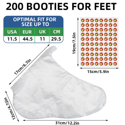 200 Pcs Disposable Foot Covers for Feet with 240 Snug Closure - Moisturizing Socks, Plastic Foot Covers, Paraffin Wax Bath Liners, Foot Care Hot Wax Therapy Avelisse