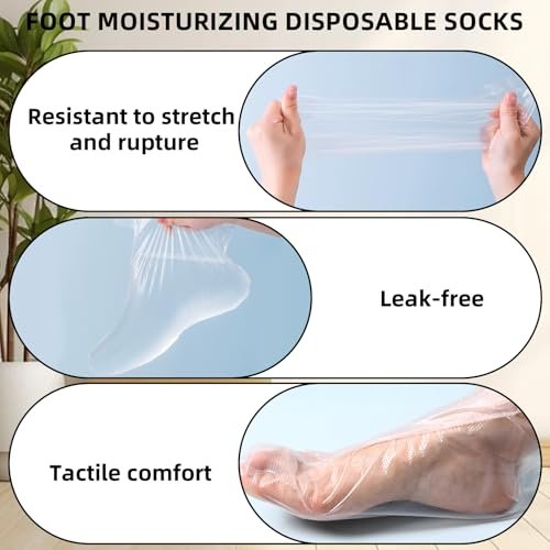 200 Pcs Disposable Foot Covers for Feet with 240 Snug Closure - Moisturizing Socks, Plastic Foot Covers, Paraffin Wax Bath Liners, Foot Care Hot Wax Therapy Avelisse