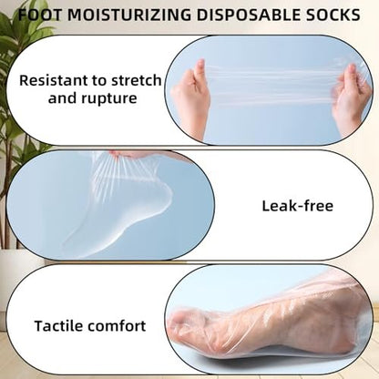 200 Pcs Disposable Foot Covers for Feet with 240 Snug Closure - Moisturizing Socks, Plastic Foot Covers, Paraffin Wax Bath Liners, Foot Care Hot Wax Therapy Avelisse