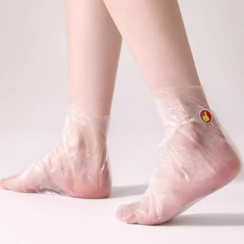 200 Pcs Disposable Foot Covers for Feet with 240 Snug Closure - Moisturizing Socks, Plastic Foot Covers, Paraffin Wax Bath Liners, Foot Care Hot Wax Therapy Avelisse