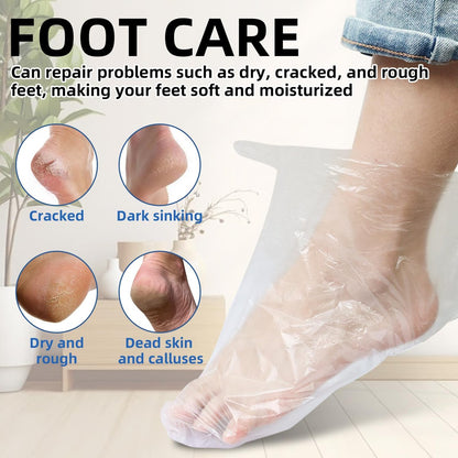 200 Pcs Disposable Foot Covers for Feet with 240 Snug Closure - Moisturizing Socks, Plastic Foot Covers, Paraffin Wax Bath Liners, Foot Care Hot Wax Therapy Avelisse