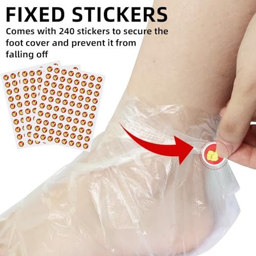200 Pcs Disposable Foot Covers for Feet with 240 Snug Closure - Moisturizing Socks, Plastic Foot Covers, Paraffin Wax Bath Liners, Foot Care Hot Wax Therapy Avelisse