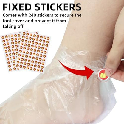 200 Pcs Disposable Foot Covers for Feet with 240 Snug Closure - Moisturizing Socks, Plastic Foot Covers, Paraffin Wax Bath Liners, Foot Care Hot Wax Therapy Avelisse