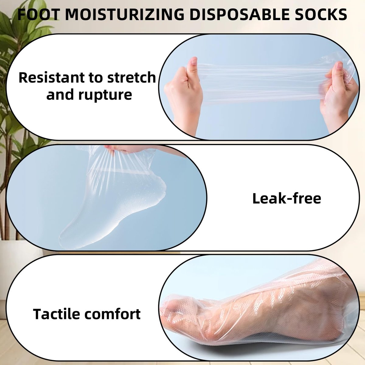 200 Pcs Disposable Foot Covers for Feet with 240 Snug Closure - Moisturizing Socks, Plastic Foot Covers, Paraffin Wax Bath Liners, Foot Care Hot Wax Therapy Avelisse