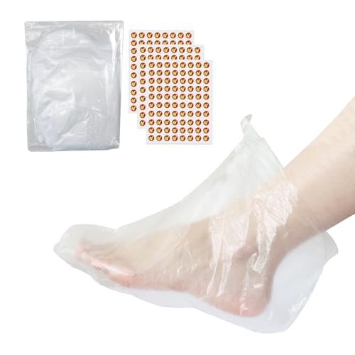 200 Pcs Disposable Foot Covers for Feet with 240 Snug Closure - Moisturizing Socks, Plastic Foot Covers, Paraffin Wax Bath Liners, Foot Care Hot Wax Therapy Avelisse
