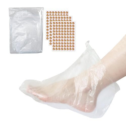 200 Pcs Disposable Foot Covers for Feet with 240 Snug Closure - Moisturizing Socks, Plastic Foot Covers, Paraffin Wax Bath Liners, Foot Care Hot Wax Therapy Avelisse
