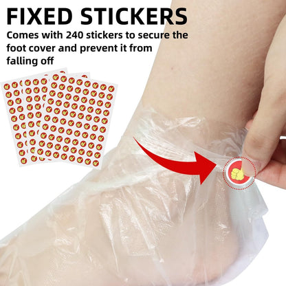 200 Pcs Disposable Foot Covers for Feet with 240 Snug Closure - Moisturizing Socks, Plastic Foot Covers, Paraffin Wax Bath Liners, Foot Care Hot Wax Therapy Avelisse