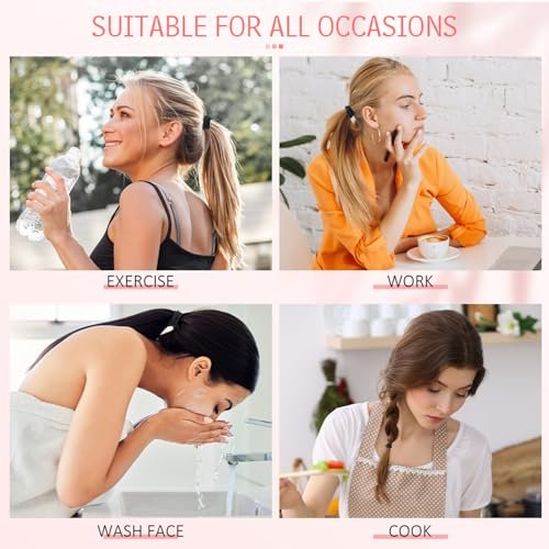 100 PCS AOHIEDI No Damage Hair Ties for Women Girls - Elastic Hair Bands for All Hair Types, Thick or Thin, Ponytail Holders Easy to Remove and Don't Get Tangled, Upgrade, Black - görsel 6