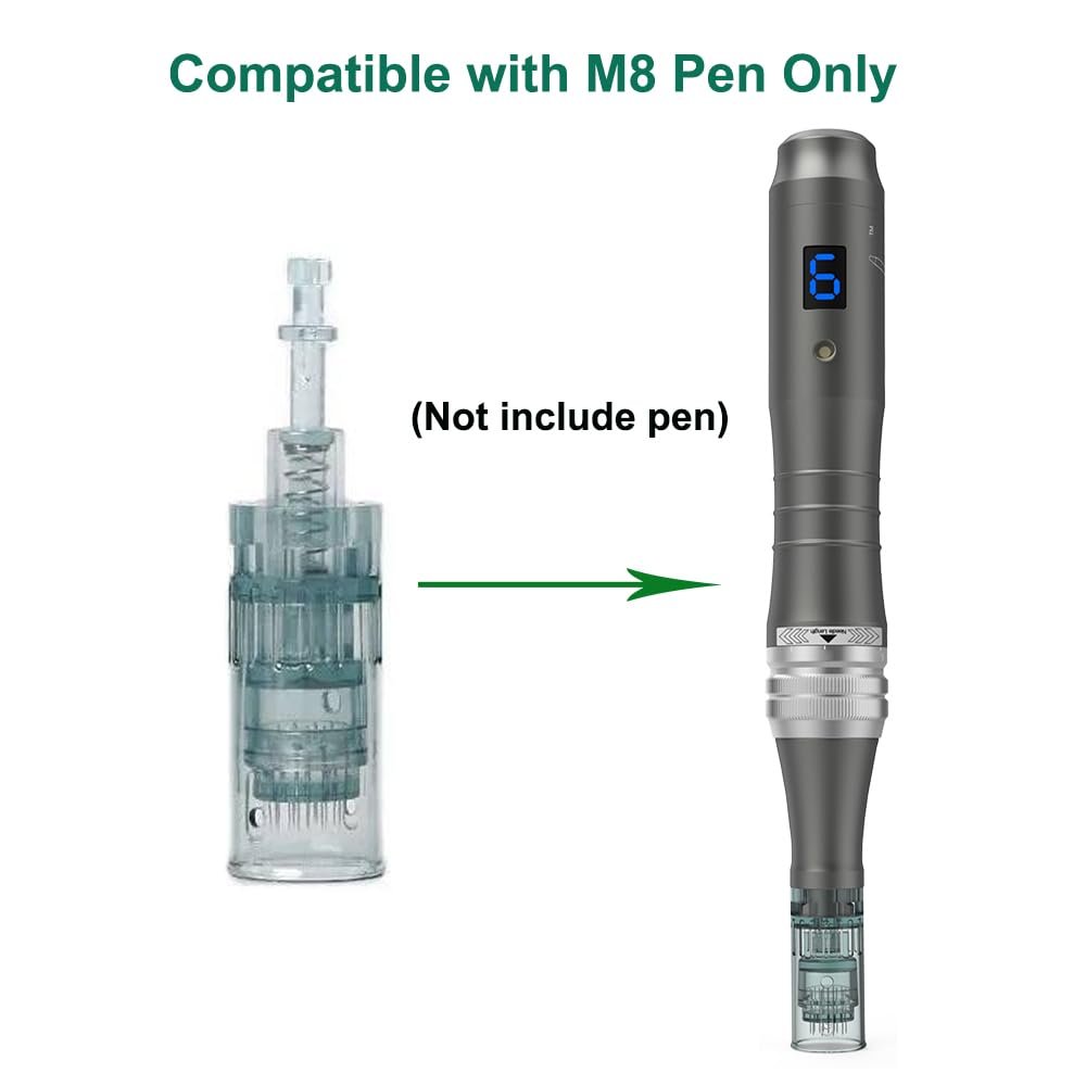 Microneedling Pen Cartridges for Dr Pen Microneedle Machine M8 - 10 Pack, 16 Pin (Green) Avelisse