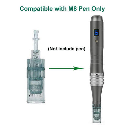 Microneedling Pen Cartridges for Dr Pen Microneedle Machine M8 - 10 Pack, 16 Pin (Green) Avelisse