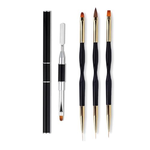 FULINJOY 4 in 1 Nail Art Brush Set: Dual-Ended Polygel Brush, 3 Drawing Pens & More - görsel 2