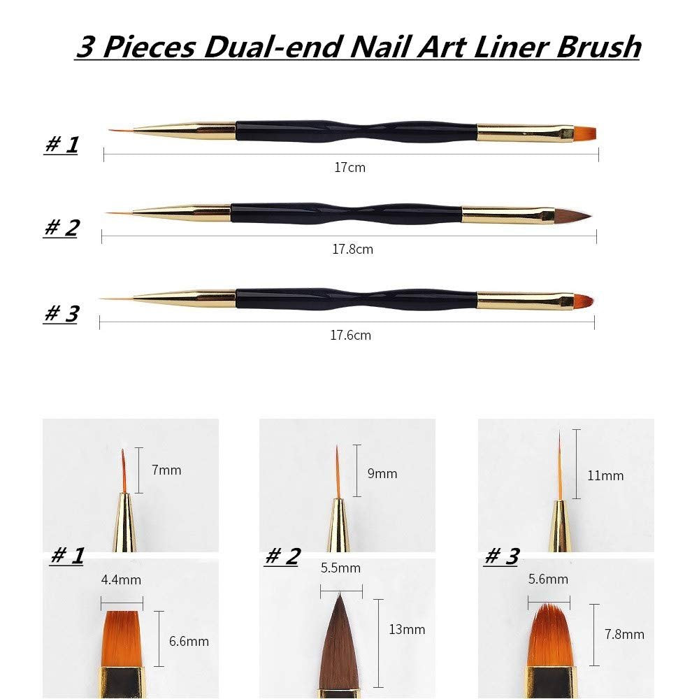 FULINJOY 4 in 1 Nail Art Brush Set: Dual-Ended Polygel Brush, 3 Drawing Pens & More - görsel 7