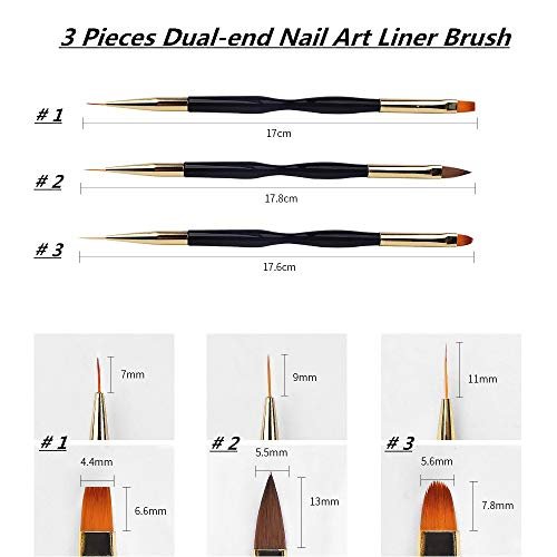 FULINJOY 4 in 1 Nail Art Brush Set: Dual-Ended Polygel Brush, 3 Drawing Pens & More - görsel 8