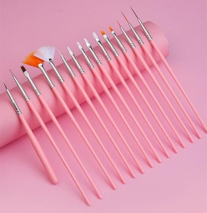 FULINJOY 20-Piece Nail Art Design Tools Set: 15 Painting Brushes + 5 Double-End Dotting Tools for Professional-Quality Manicures
