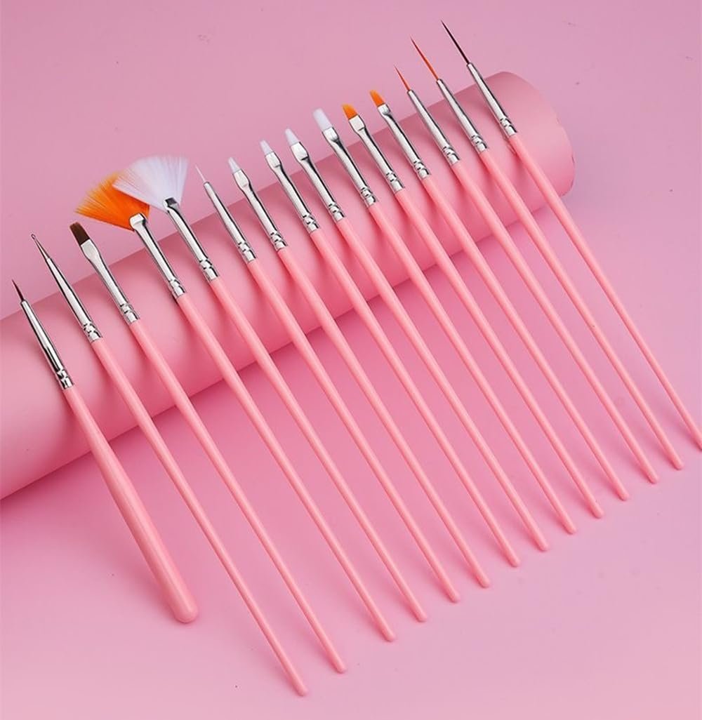 FULINJOY 21-Piece Nail Art Brushes Set with Resin Palette & Dotting Pens – Professional Nail Drawing Tools - görsel 12