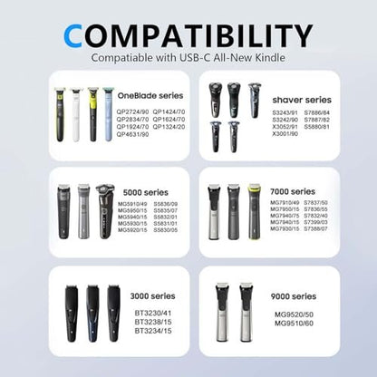 5V Philips Charger Power Cord Compatible with Philips OneBlade, Norelco, and Series Shavers